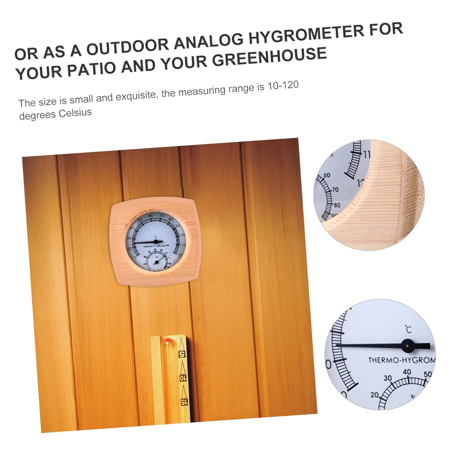 POPETPOP Wooden Sauna Thermometer Hygrothermograph for Sauna Hygrometer and Thermometer Combo for Monitoring Temperature and Moisture in Home image number 6