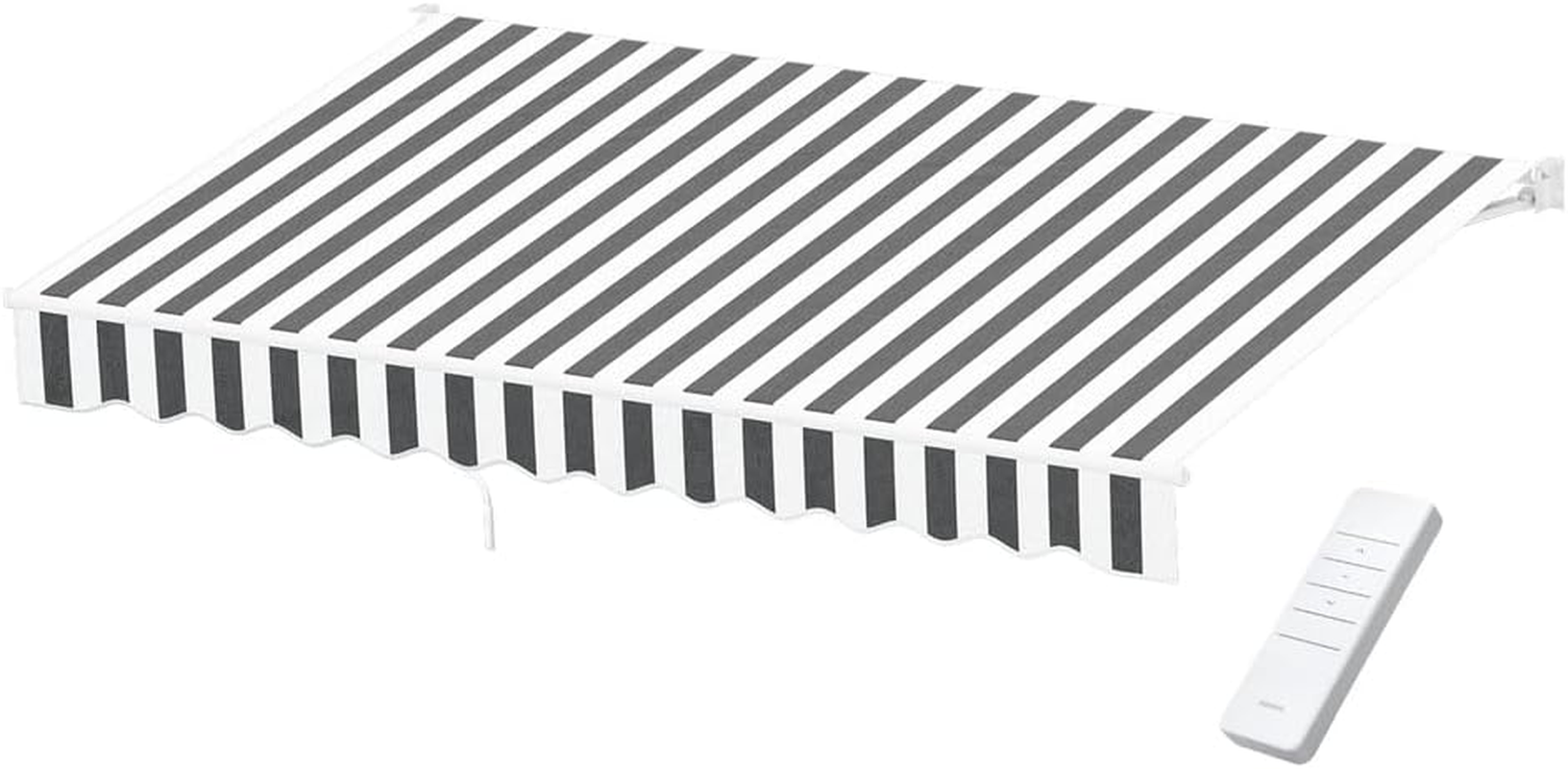 Instahut Retractable Folding Arm Awning Motorised Sunshade 4Mx3M Grey White image number 1