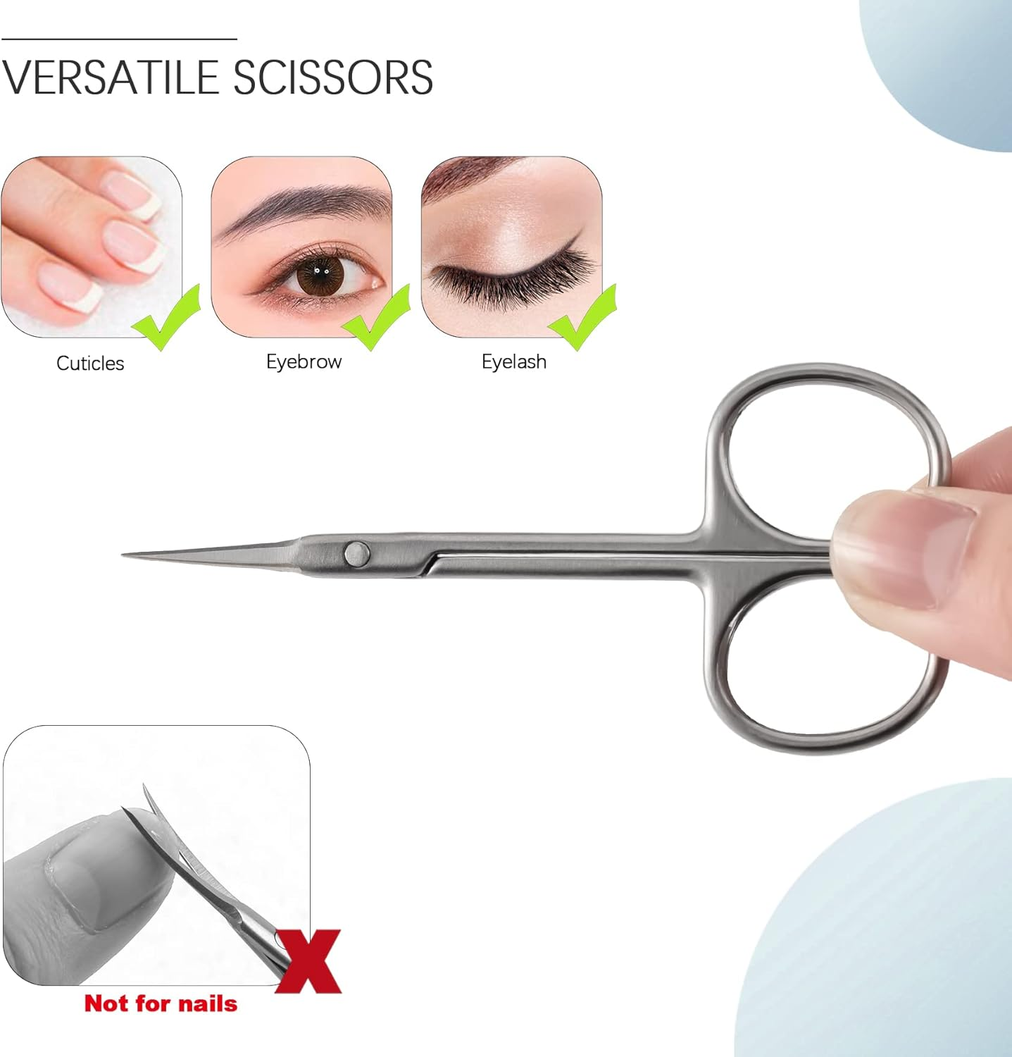 BEZOX Extra Fine Curved Cuticle Scissors, Super Thin Scissors for Cutical Care Only, Professional Manicure Small Scissors, Stainless Steel Cuticle Cutter, 1 Pcs image number 2