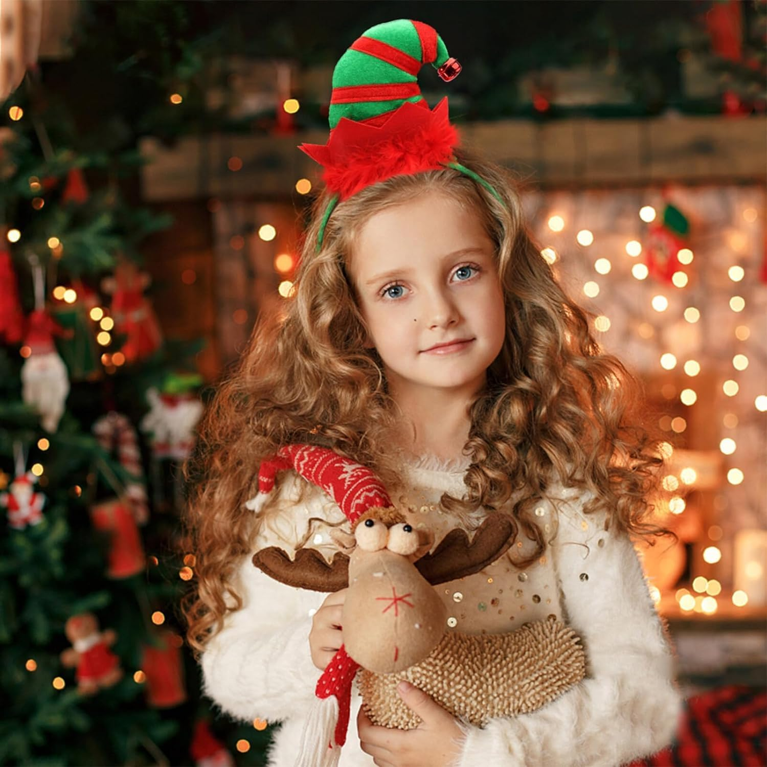 Christmas Plush Headbands Xmas Bell Hat Hair Hoops Headwear Best Christmas Costume for Carnival Party image number 5