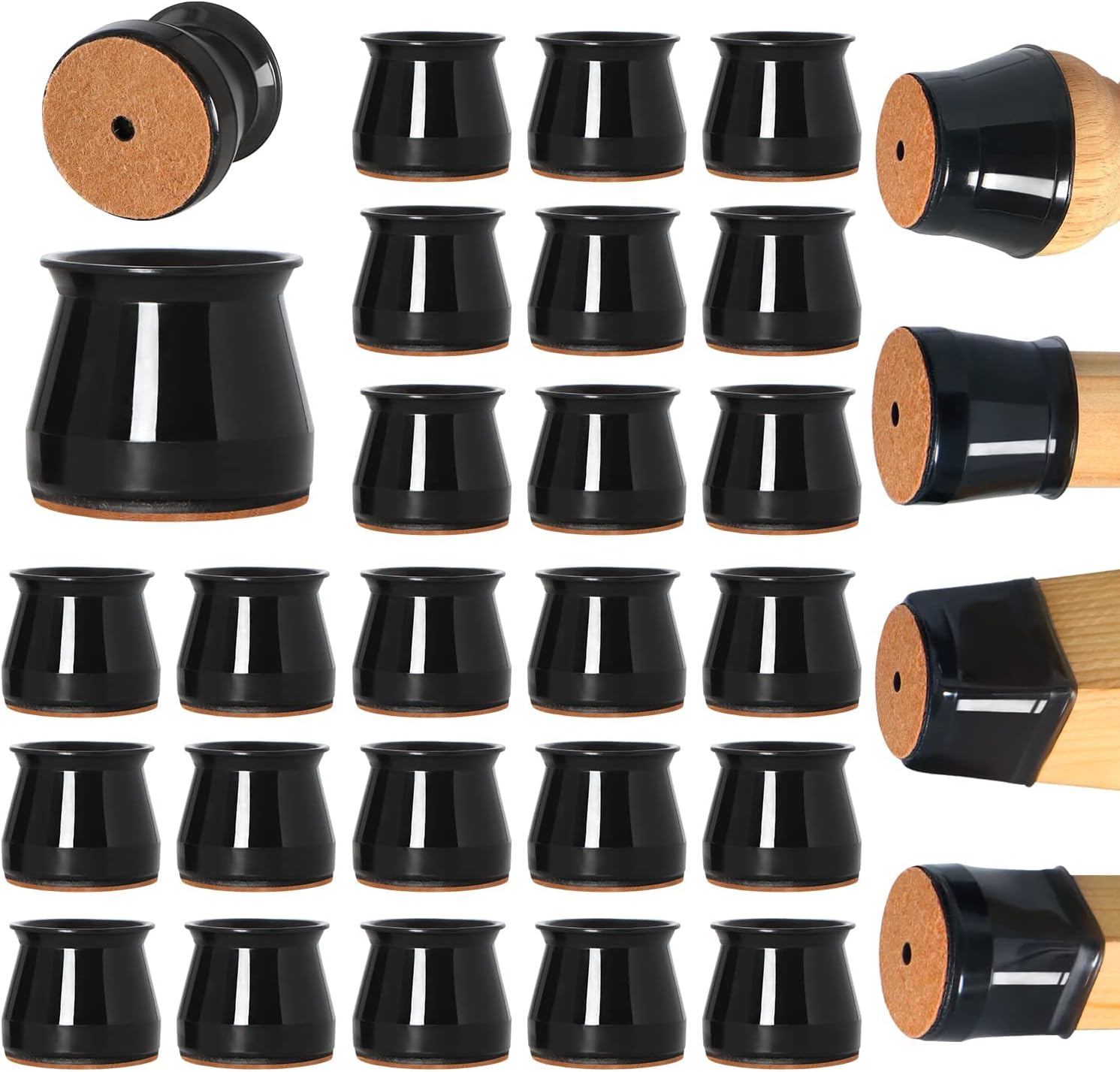 Ansible 48 Pcs Chair Leg Floor Protectors, Furniture Felt Pads Silicone Covers Caps for Chairs,Chair Leg Protectors for Hardwood Floors (Large Fit:1.3''-2'')
