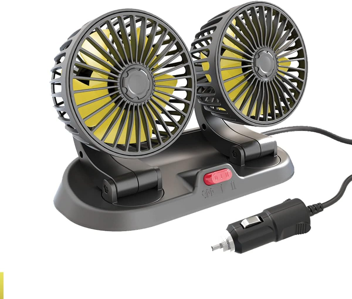 Car Fan 12V, Electric Car Cooling Fan with 360 Degree Adjustable Dual Head Cigarette Lighter Plug,Low Noise Automobile Vehicle Fan for Car Truck Van SUV RV Boat image number 4