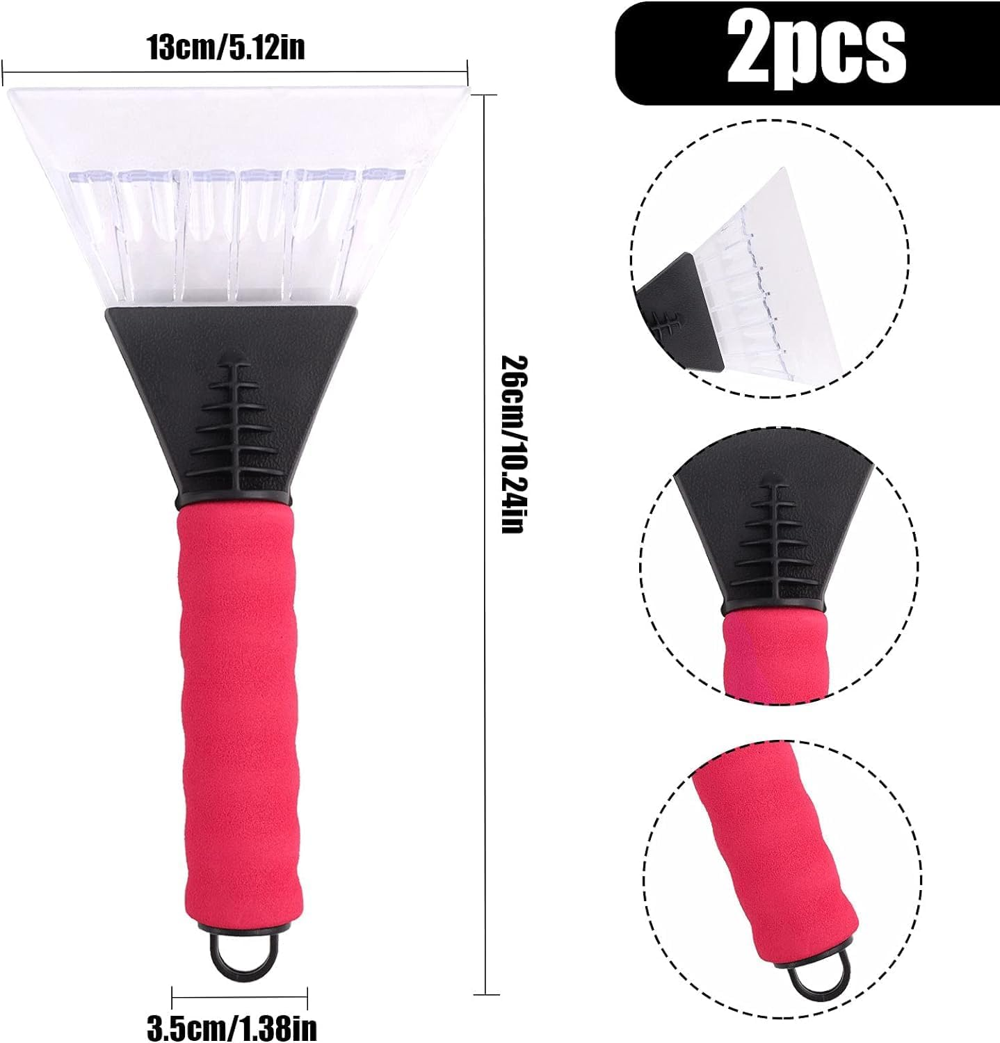 Ice Scraper 2 Pieces Ice Scraper for Cars Winter Care Windscreen Ice Scraper with Soft Grip No Scratches Windscreen Scraper Snow Removal Frost Scraper Non-Slip Comfort Foam Grip for Car Snow Shovelf image number 2