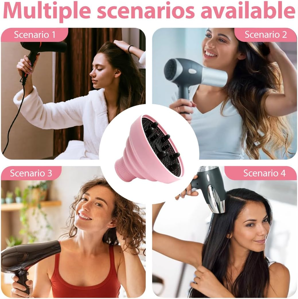 GXGM Diffuser Attachment Hair Dryer with Silicone Attachment, Foldable Hair Dryer Diffuser, Universal Attachment for Curly Hair, B (4-5 Cm) image number 3