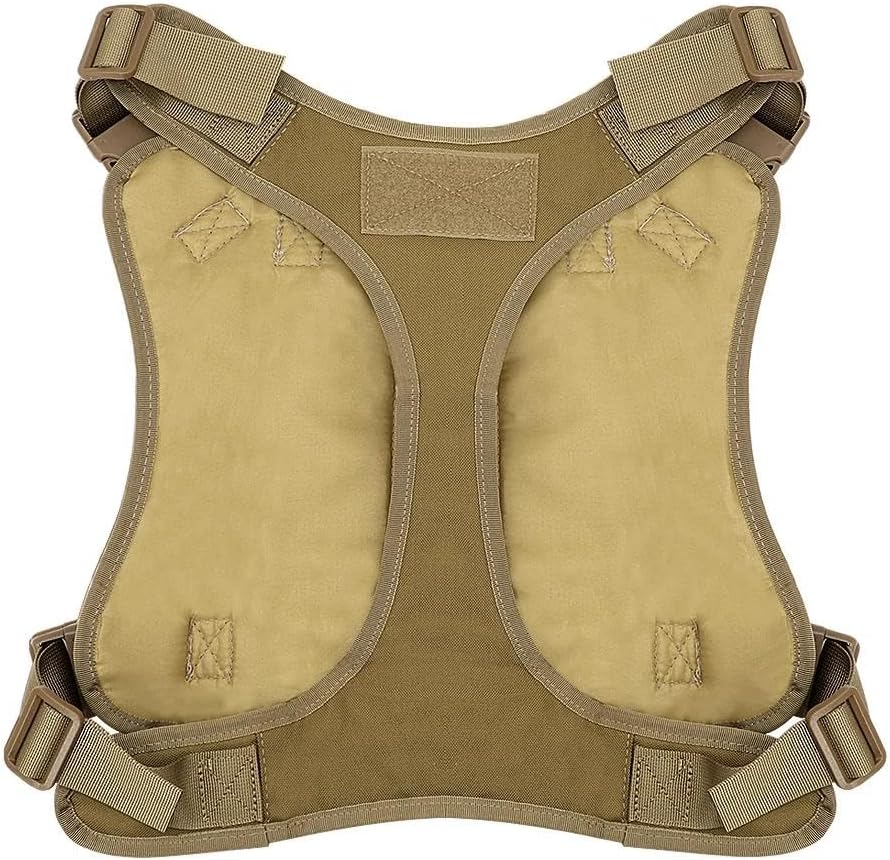 Military Tactical Nylon Dog Harness Outdoor Dog Training Camping Hunting Harness Adjustable Military Tactical Dog Harness Working Dog Vest,Khaki,Xl