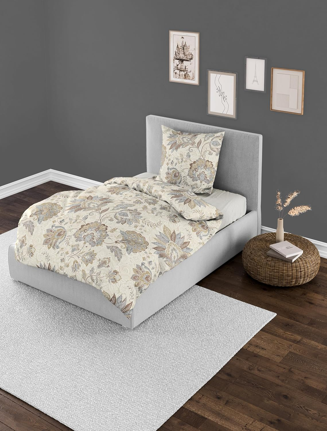 Bierbaum Bed Linen 4144, Flannelette, 100% Cotton, Designed in Germany, Sand 80, 135 X 200 + 80 X 80 Cm image number 1