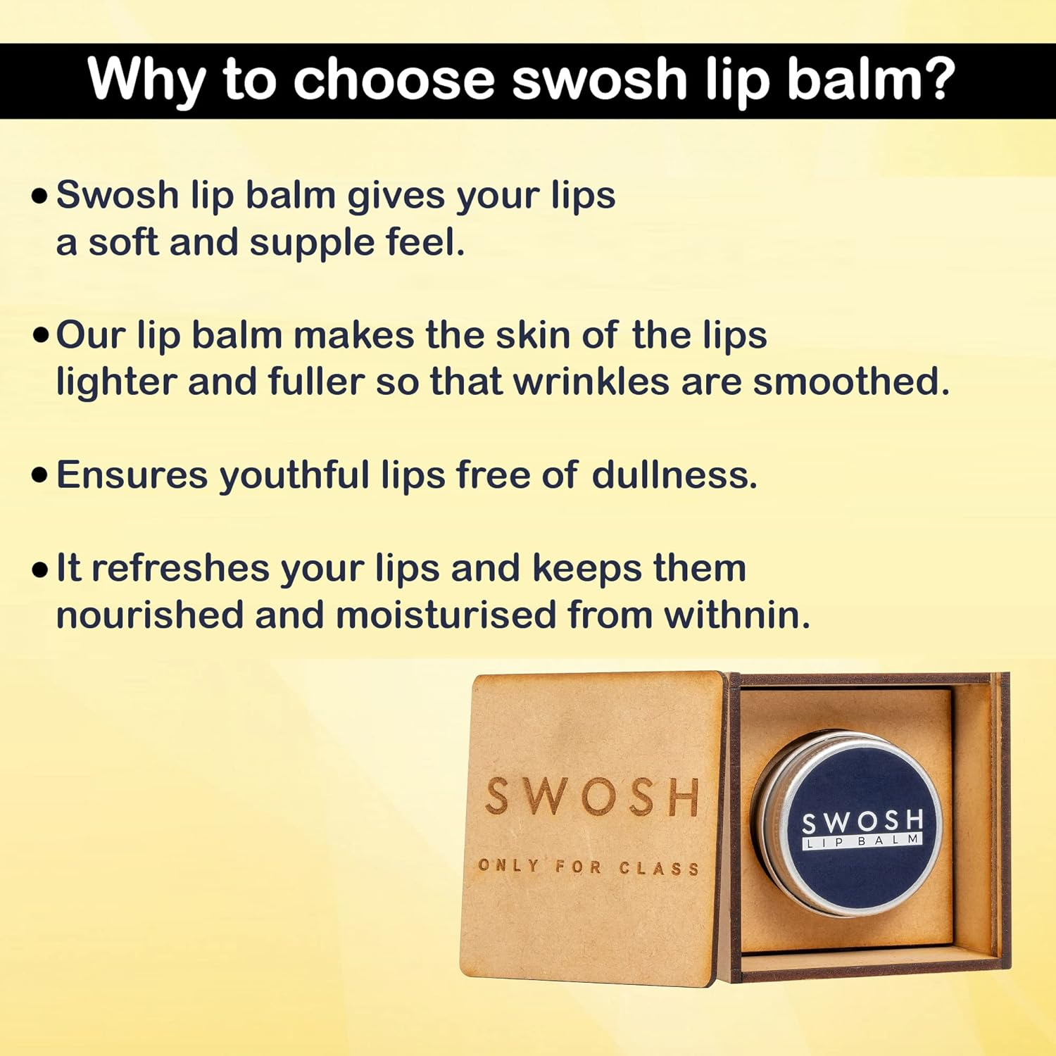 SWOSH Organic Lip Balm for Lightening & Brightening Dark Lips for Men & Women, 0.53 OUNCE with Natural Coffee Extract, Clove Oil, Lavender Oil, Sugar Lip Balm image number 2