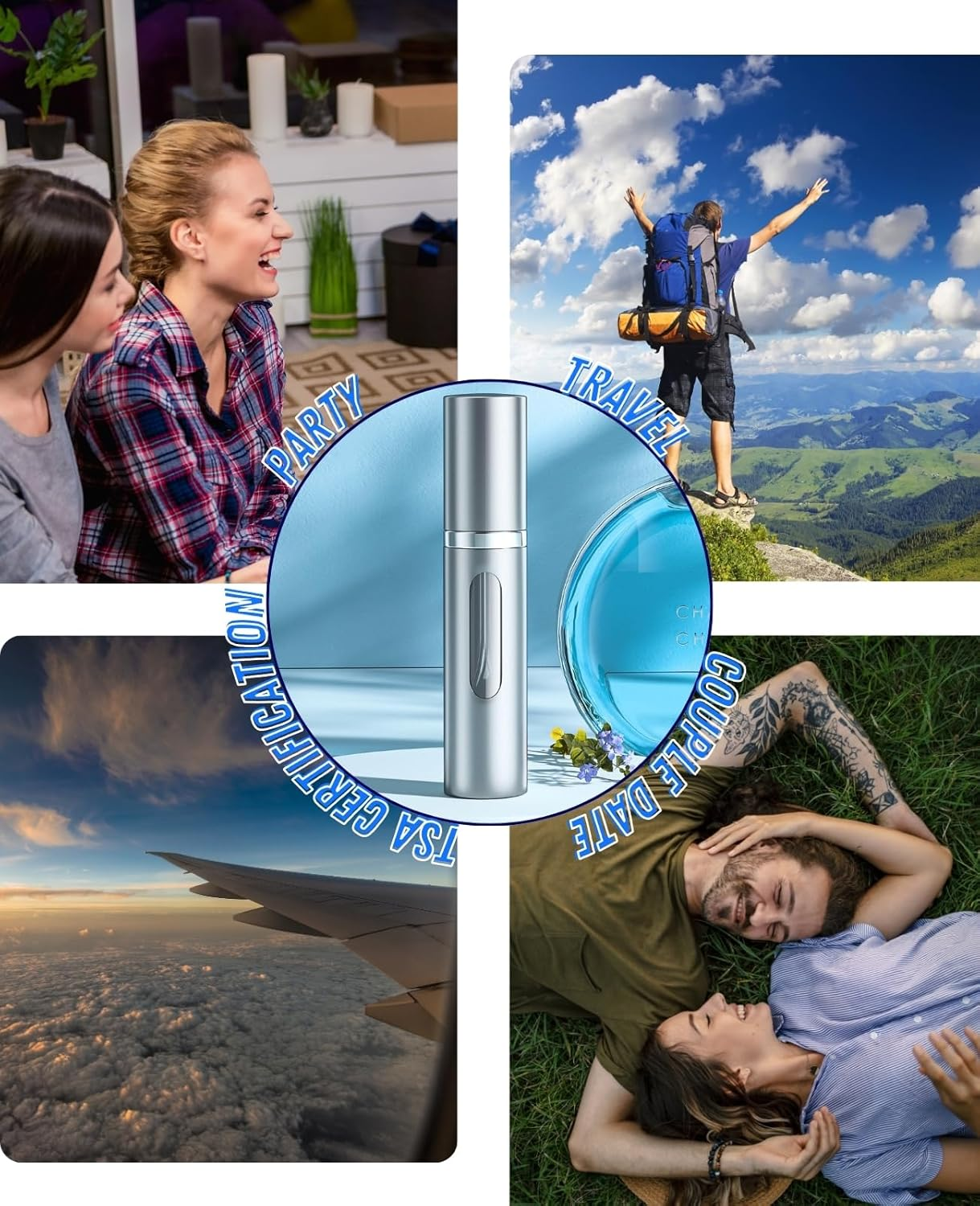 Asanana Refillable Perfume Atomizer Bottom Refill Charge Visualization Window Mini Luxury Stylish 5Ml Fragrance Bottle Lightweight Travel Office Aluminum Atomiser(Ap-2P) (Gold&Green) image number 2