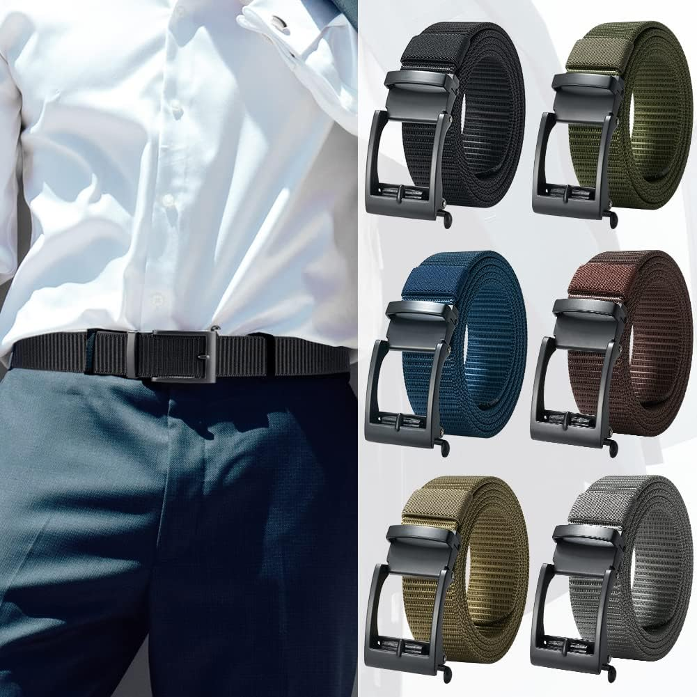 Men'S Ratchet Belts, 1 3/8" Casual Web Belt for Men with Click Buckle, Nylon Strap Easy Trim to Fit 27-44" Waist