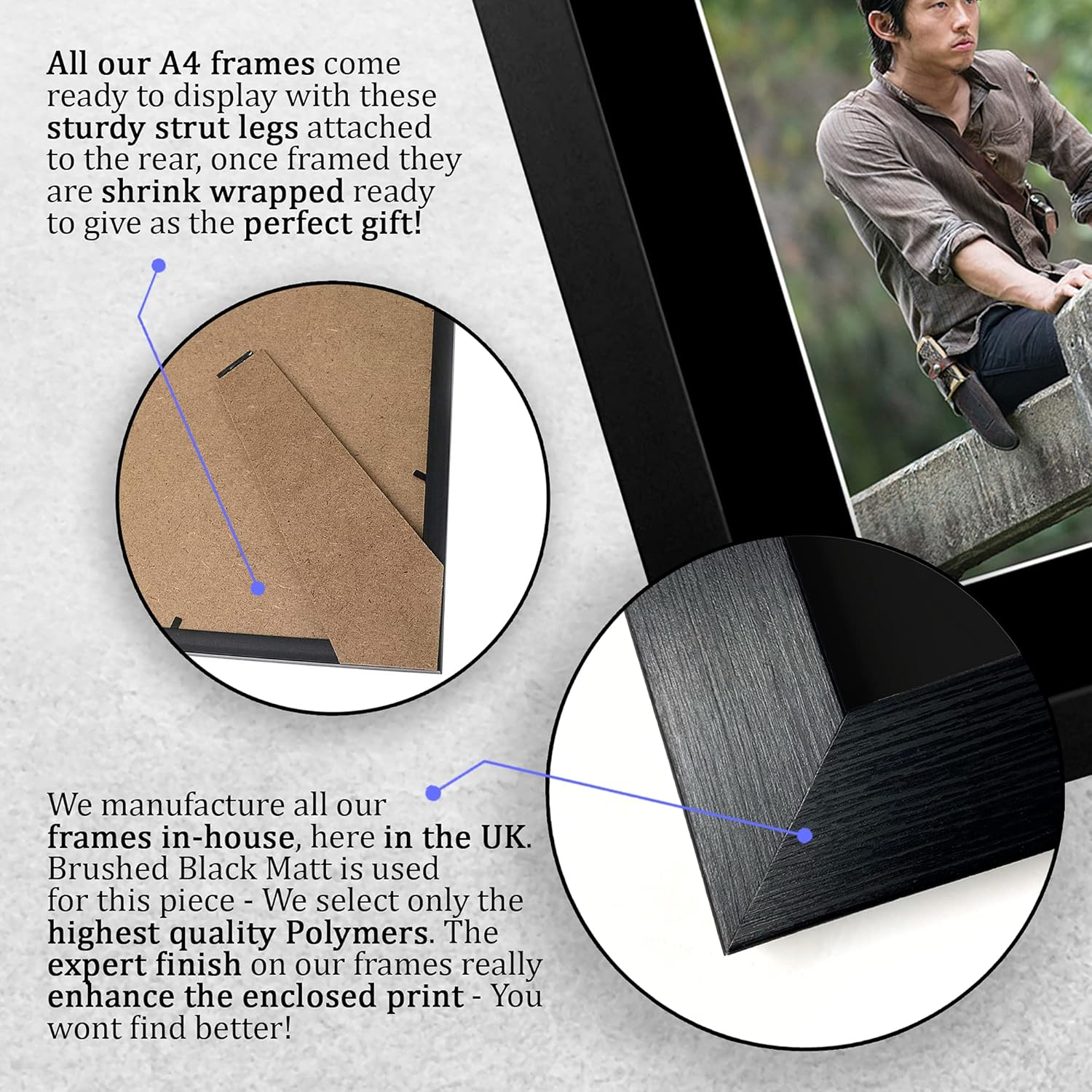 HWC Trading FR A4 Steven Yeun the Walking Dead Glenn Rhee Gifts Printed Signed Autograph Picture for TV Show Fans - A4 Framed image number 4