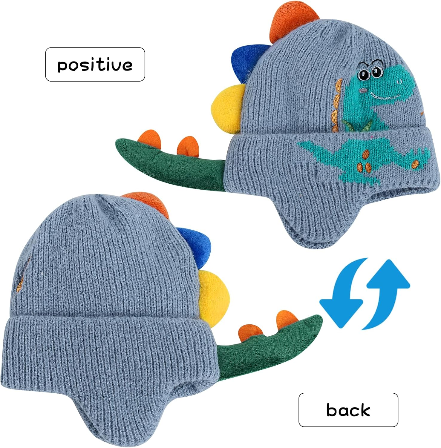 KAKU NANU Winter Hat Baby Dino Hat Children'S Beanie 0-3 Years Toddler Knitted Hat image number 5