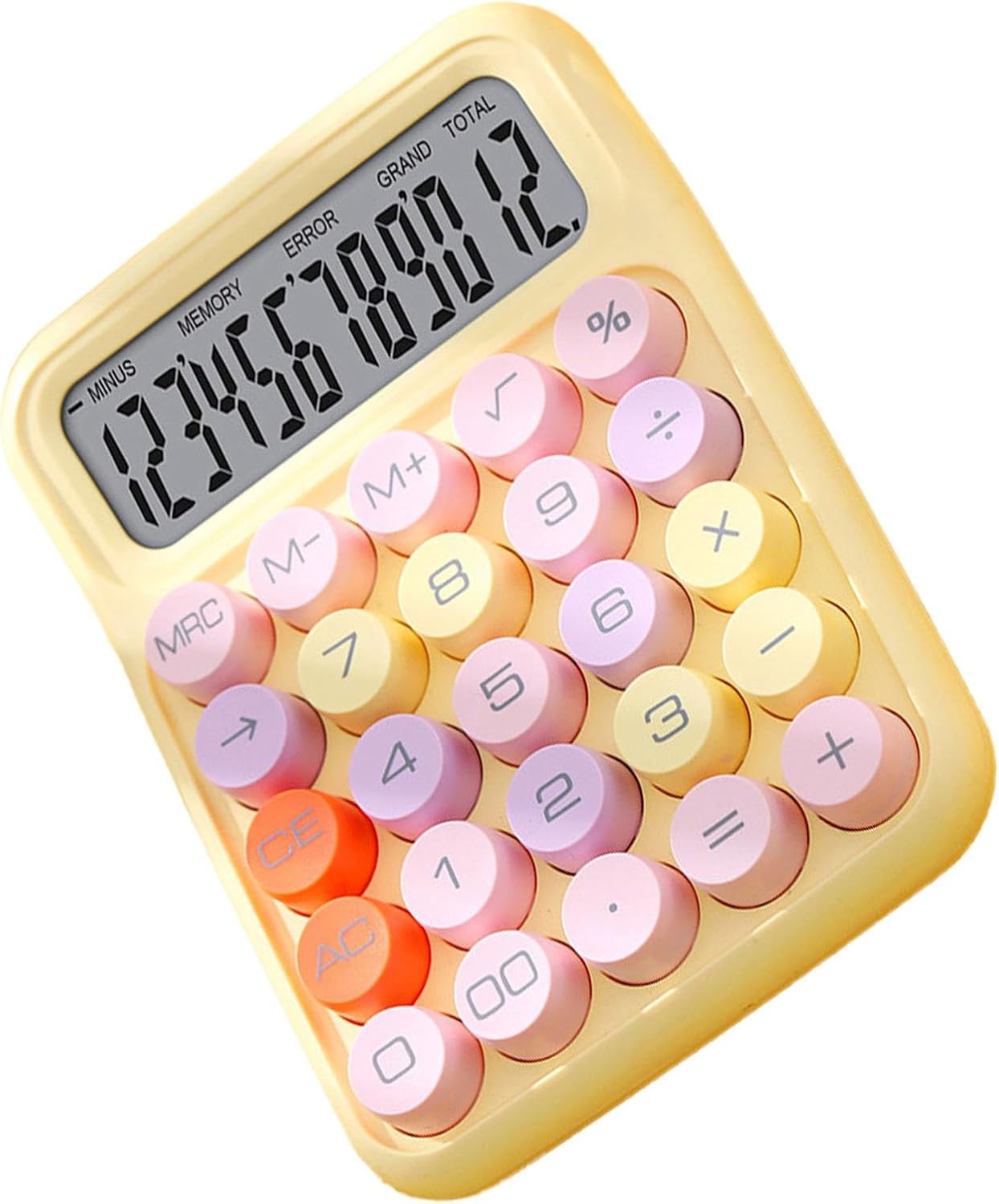 Colorful Calculator, Mechanical Keyboard Calculator, Candy Colored Electronic Desktop Calculator with Scientific Functions, for Home School Office (Lemon Yellow) - Purple image number 3