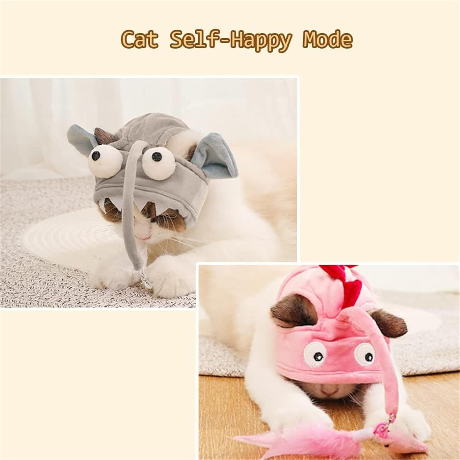 New Cat Hat Wearable Cat Tree, Head-Mounted Cat Self-Entertainment Interactive Toy, Interesting Pet Cat Head-Mounted Feather Toy, Indoor Cat Feather Hat Toy image number 5