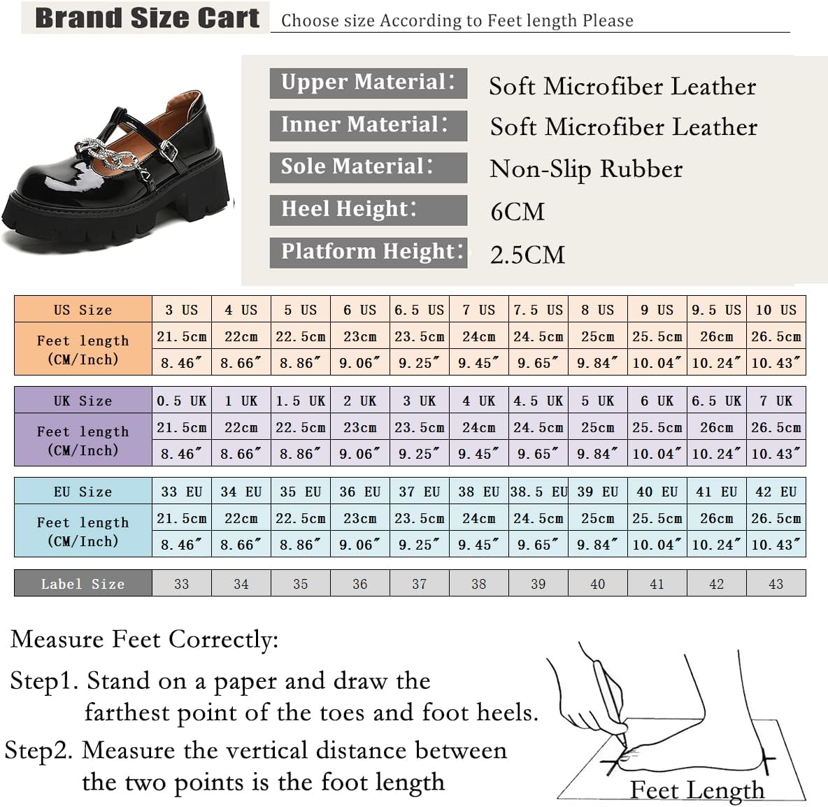 Galindopia Women Fashion Platform Loafers Lug Sole Slip on Square Toe Mary Jane image number 3