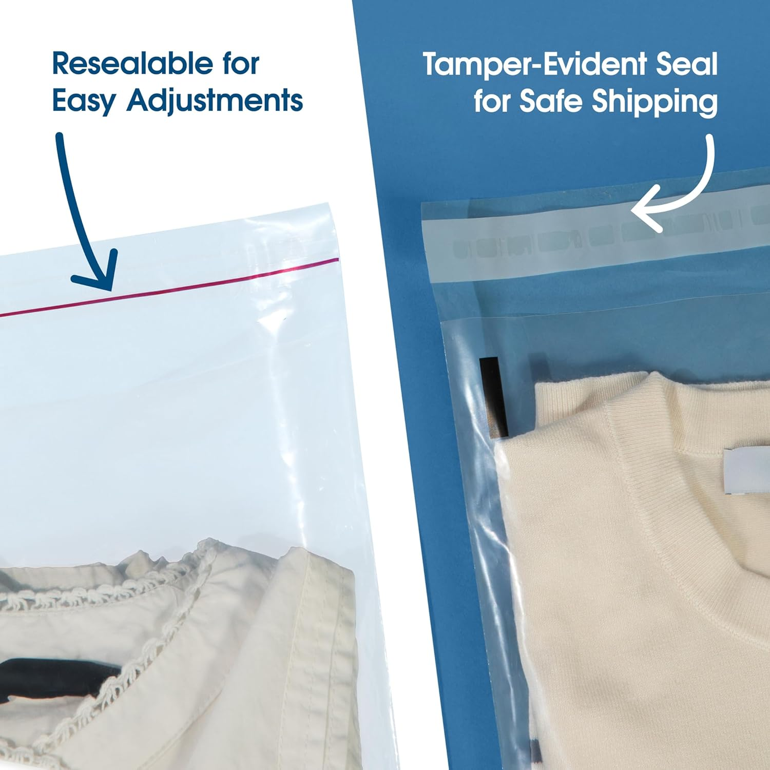 Spartan Industrial - 18&rdquo; X 24&rdquo; (200 Count) Self Seal Clear Poly Bags with Suffocation Warning for Packaging, Clothes - Resealable Glue image number 5