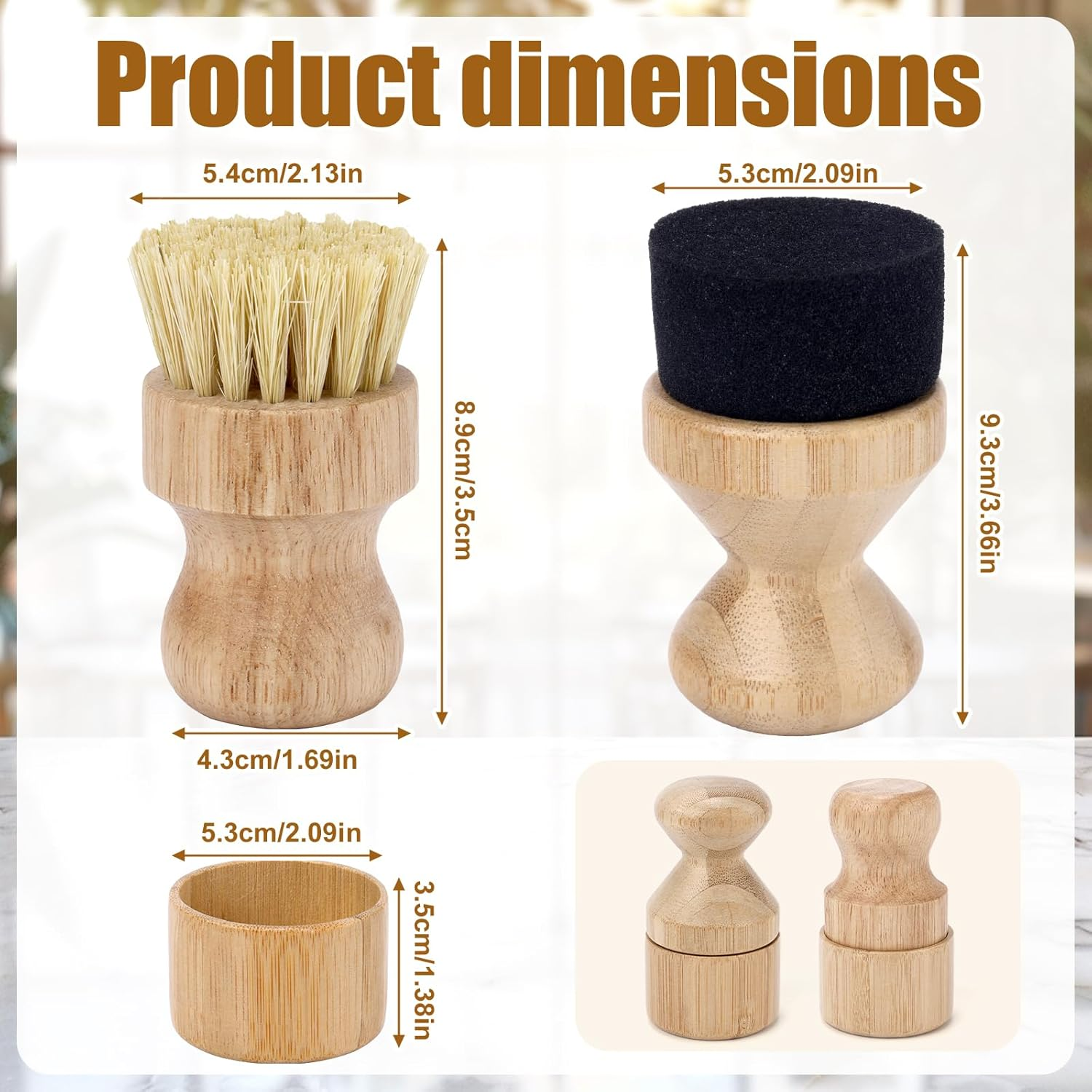 Cutting Board Oil Wax Applicator & Scrubbing Brush, Wood with Sisal Fibers and Sponge Mineral Oil Wax Applicator with Lid for Wooden Butcher Blocks Spatulas Spoons Kitchenware image number 1