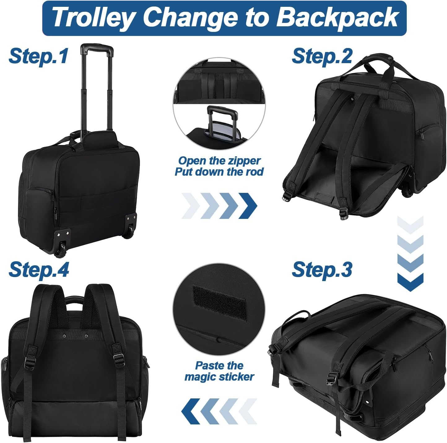 Rolling Laptop Bag, 17.3 Inch Premium Laptop Briefcases with Wheels for Men & Women, Waterproof Rolling Computer Bag Work Bag Laptop Case for Travel Work Office School Business image number 4