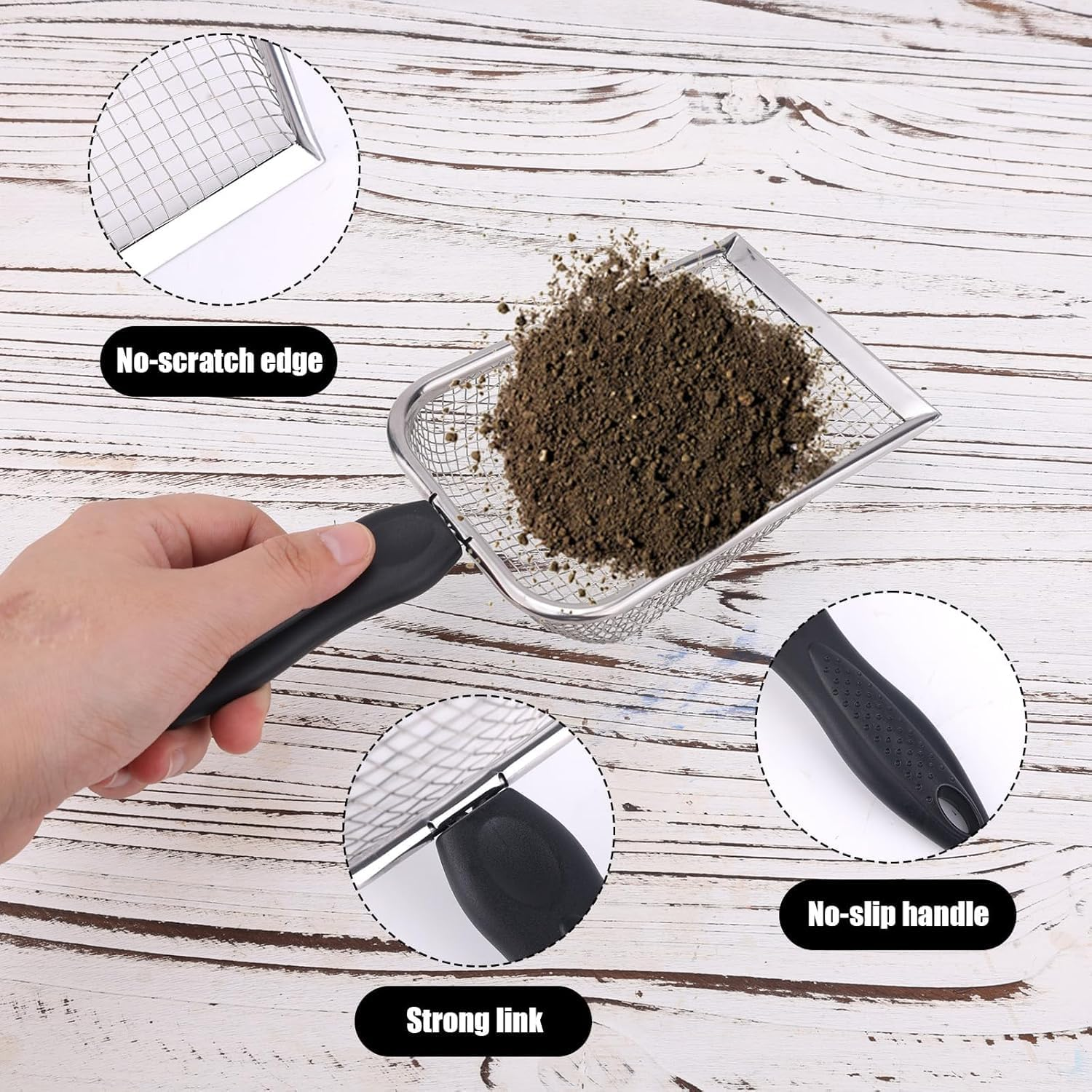 2 Pieces Gardening Soil Sieves - Sand and Compost Sifters for Removing Dirt and Rocks, with Ergonomic Handle, Planting Tool Accessories Supplies image number 1