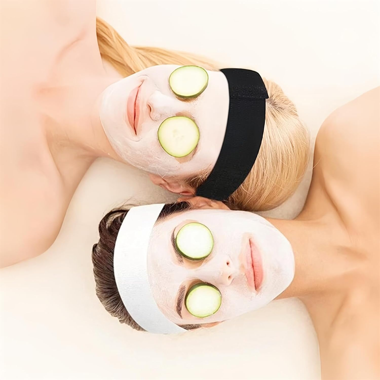 Acycoin2A 100 Ct. Disposable Stretchable Headband with Closure for Spa Facial Treatment Non-Woven Individually Wrapped Hair Wrap