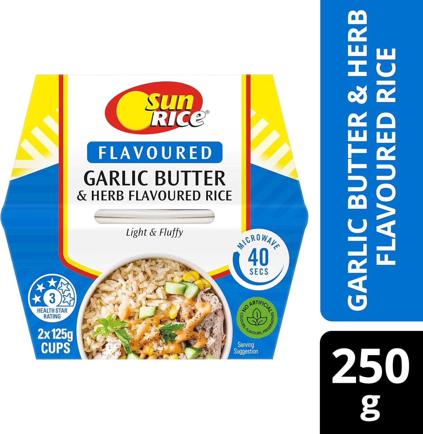 Sunrice Microwave Garlic Butter & Herb Flavoured Rice Cups 6X 2X125G image number 6