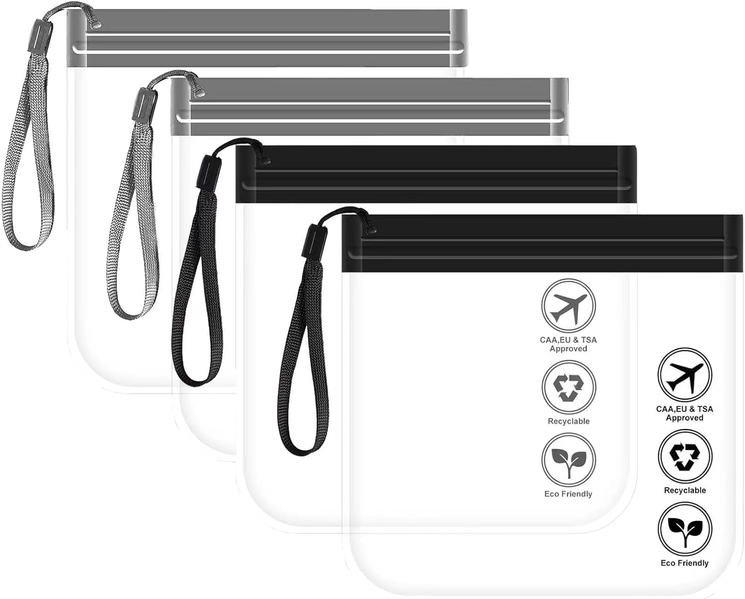 SYTHAK Clear TSA Approved Toiletry Bag,4 Pack Quart Size Carry-On Travel Makeup Pouch with Hand Rope Airport Airline Compliant Transparent Bag for Wash Liquids Bottles Tubes Cosmetics Container image number 3