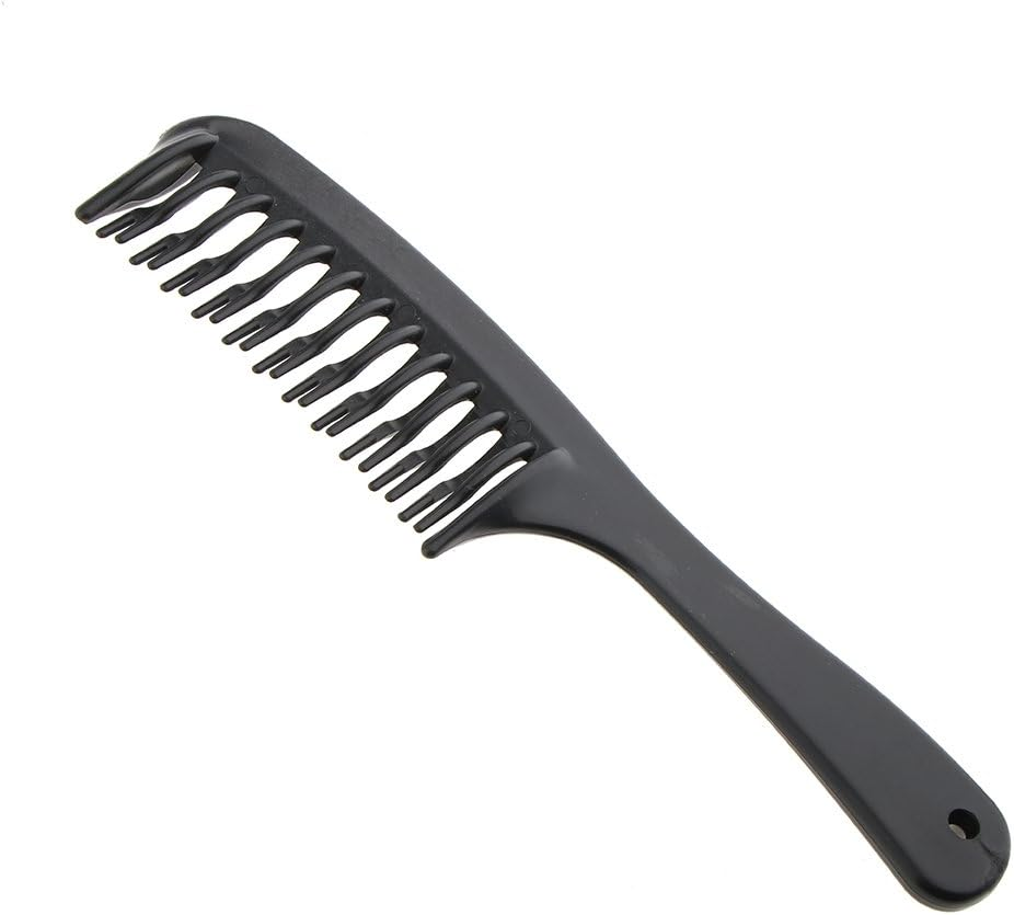 2 Pieces Anti-Static Black Plastic Double Row Comb Long Straight Curling Hair Styling Beauty Tool image number 3