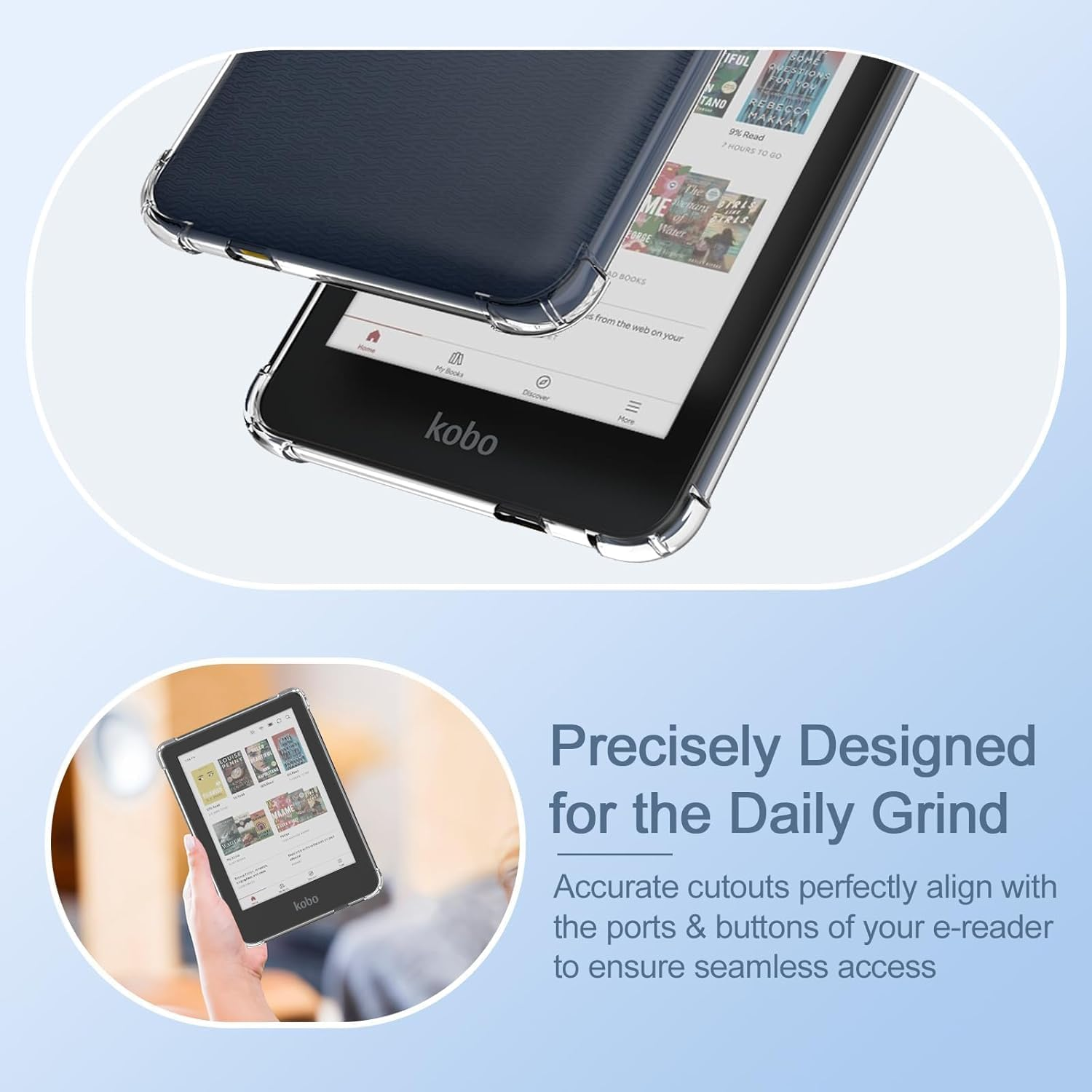 T Tersely Crystal Clear Case Cover for Kobo Clara Colour/Kobo Clara BW 6 Inch (2024), Shockproof Thin Silicone Transparent Case, Ultra Clear, Shockproof Bumper Cover image number 6