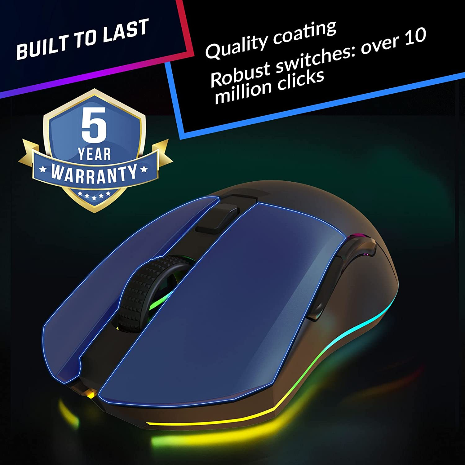 KLIM Blaze Pro Rechargeable Wireless Gaming Mouse with Charging Dock RGB - New Version - High-Precision Sensor and Long-Lasting Battery - up to 6000 DPI - Great PC Gaming Mouse Wireless - Black image number 3