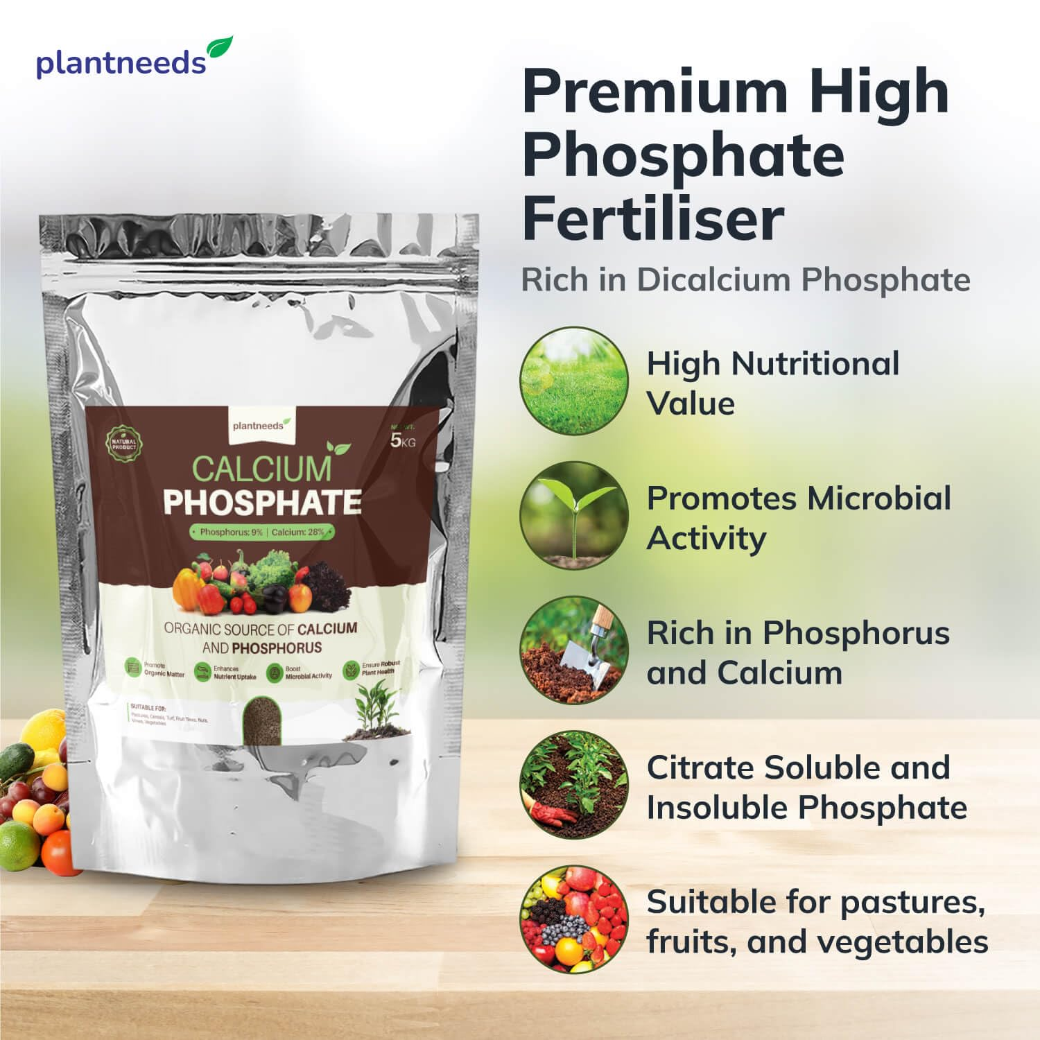 Plant Needs Calcium Phosphate 5 Kg | Guano Fertiliser | Dicalcium Phosphate | High Phosphate Plant Fertiliser | Calcium and Phosphorus Fertiliser image number 2