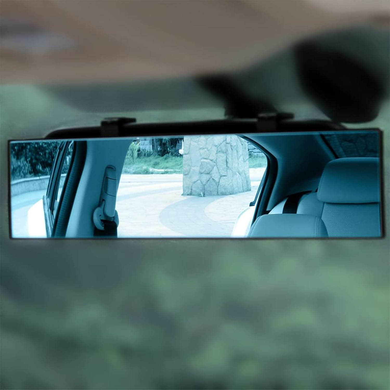 Cozioz Universal Panoramic Anti-Glare Rearview Mirror - 30X7 Cm HD Wide Angle Clip-On for Cars, Suvs, Trucks, and Vans (Blue) image number 2