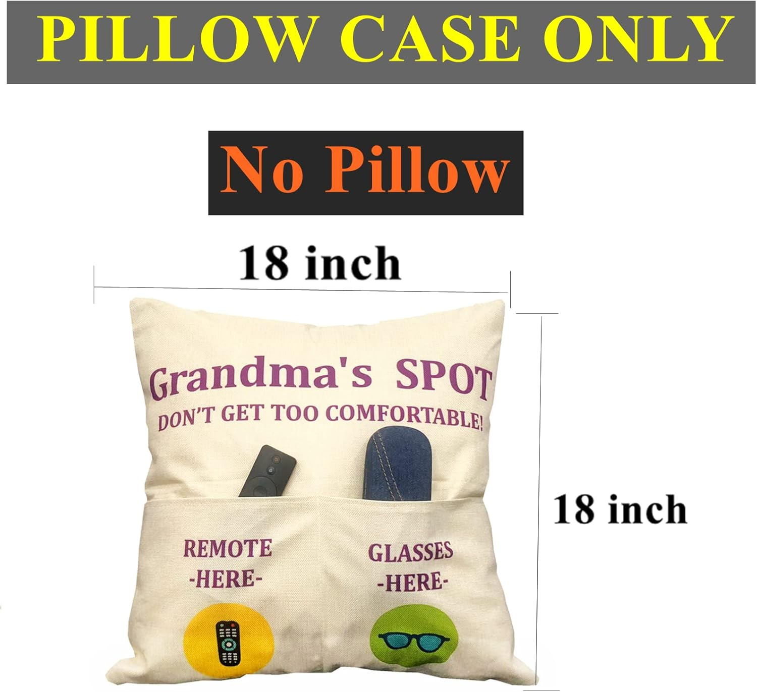 ZUYUROU Grandma Gifts, 2-Pocket Grandma&rsquo;S Spot Throw Pillow Covers 18X18 Inch + Grandma Ever Engraved Spoon, Birthday Christmas Anniversary Thanksgiving Day Gifts for Grandma Mom Gigi Nana Mimi image number 5