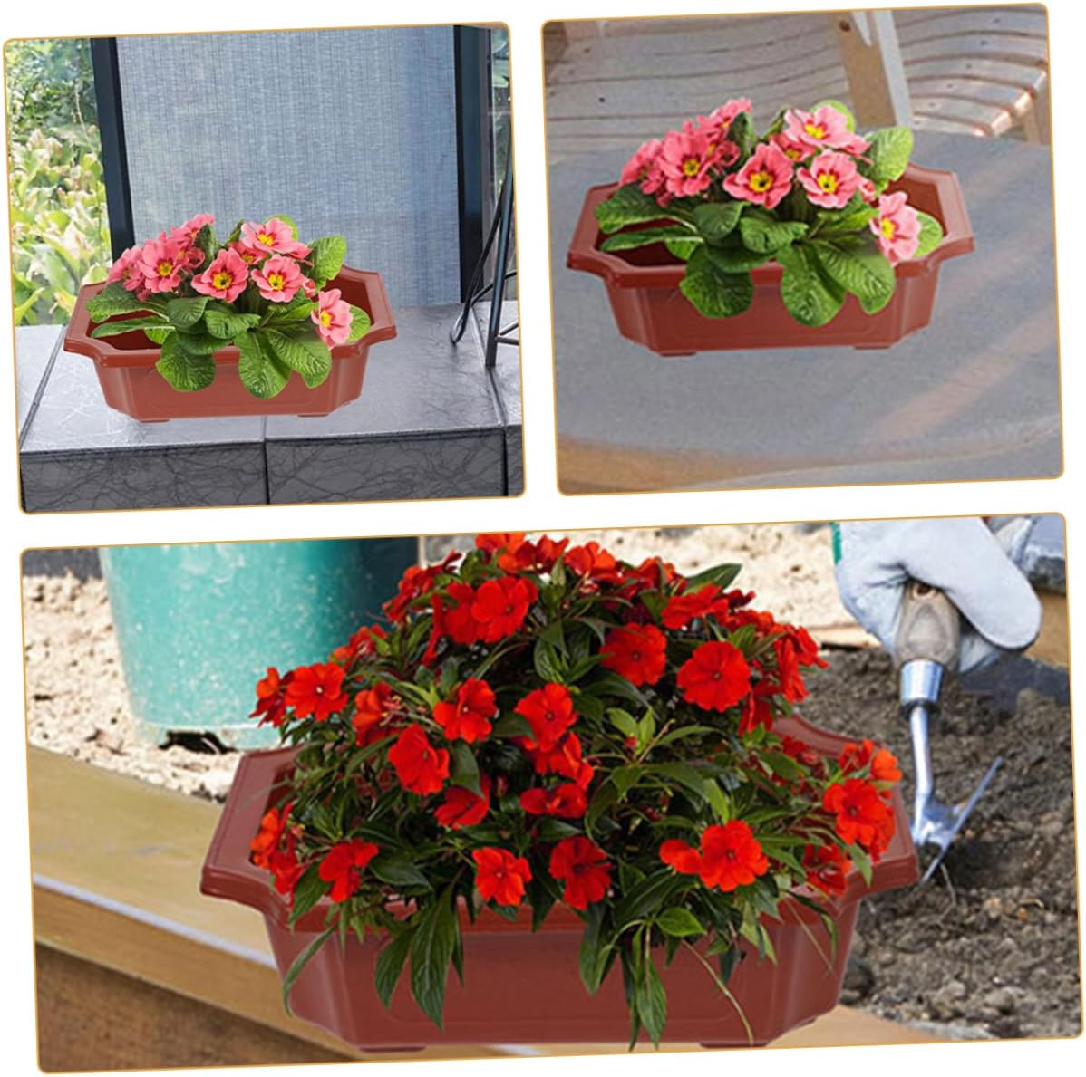 TOYZFRIENDY 5Pcs Rectangular Drainable Flowerpot Breathable for Gardening and Fern Pots Decorative and Space-Saving Design image number 2