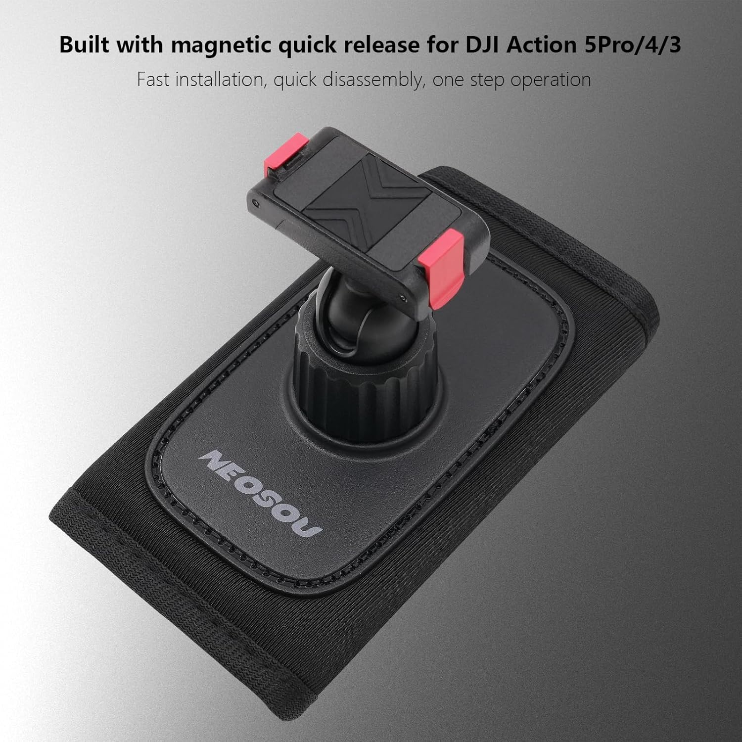 NEOSOU 360 Backpack Mount with Magnetic Quick Release Base for DJI Action 5 Pro Action 4 Action 3 Accessories, Bag Belt Shoulder Strap Holder Attachment for DJI Osmo Action Camera - For Dji Pocket 3 image number 2