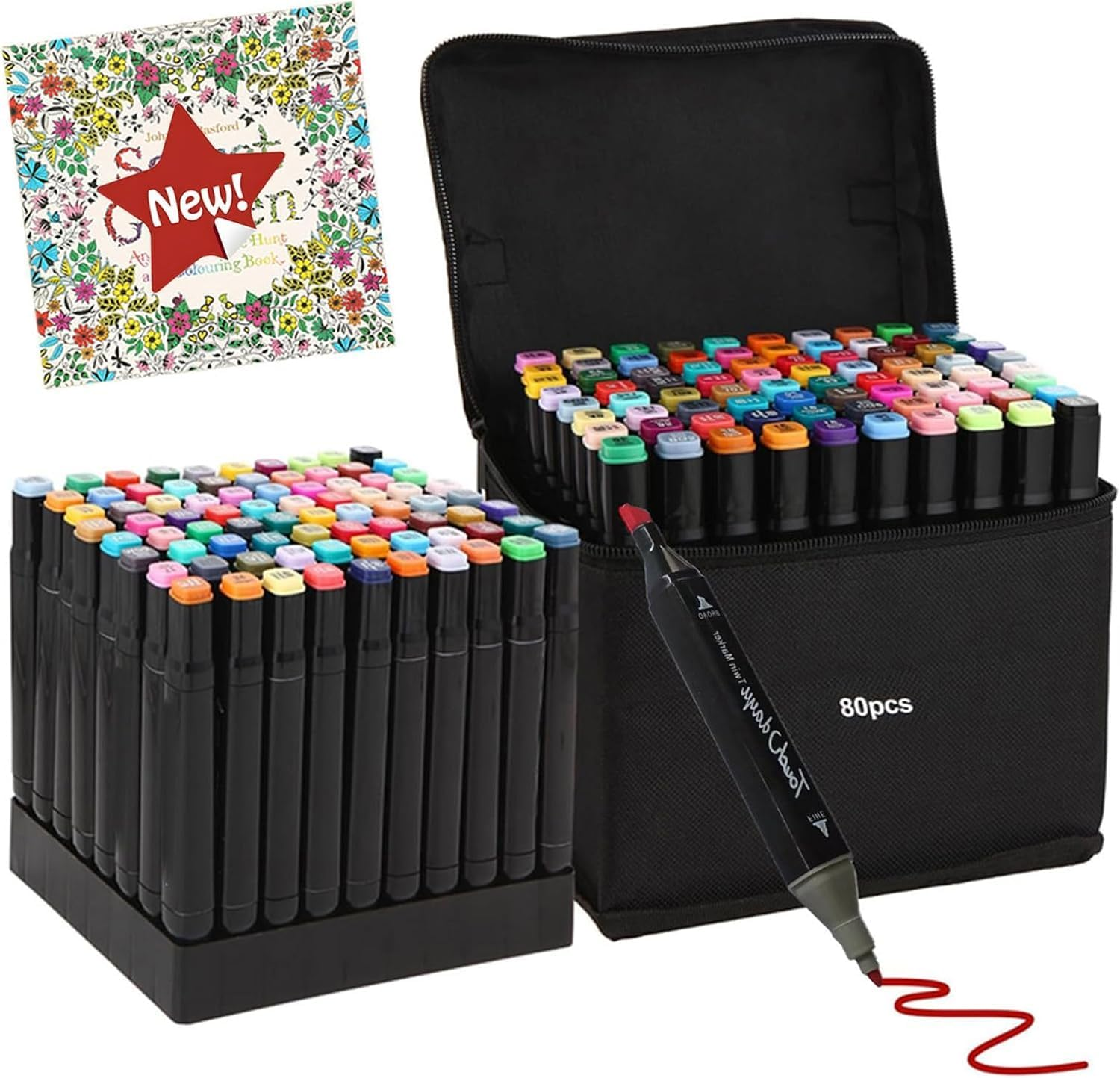 80 Colors Alcohol Markers Art Markers for Kids and Adult Drawing Markers Dual Tip Coloring Painting Perfect for Boys Girls Students Gift,With Organizing Case and Album of Painting