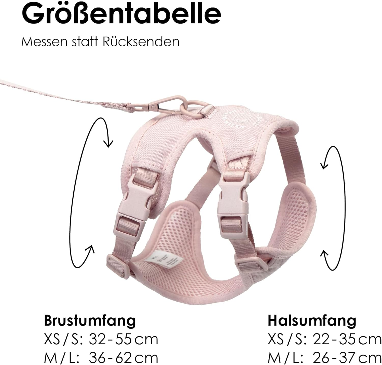 Lucybalu Hello Kitty Explorer Cat Harness with Lead, Escape Proof, Airtag Compartment, Lightweight & Comfortable, M/L, Pink