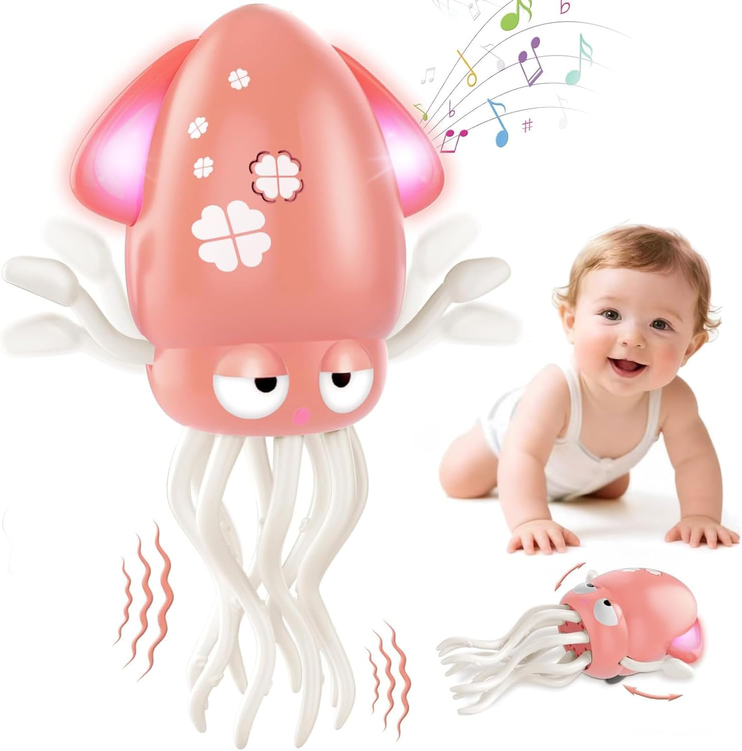 Electric Dancing Octopus Light Music Suitable for 12-18 Months Old Baby Toys, Kid Crawling Squid Toys Suitable for Toddler Tummy Time, Gifts for 1 2 3 4 5 6 Year Old Boy Girl