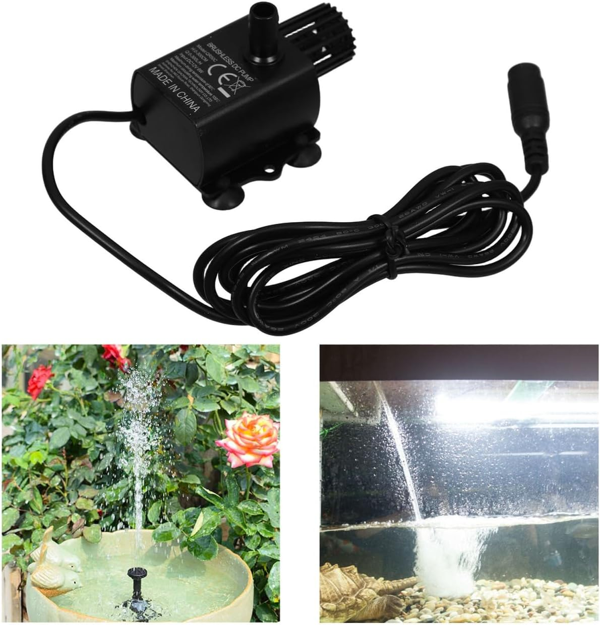 POPETPOP Mini Brushless Dc 12V Submersible Water Pump Quiet Aquarium Circulating Pump for Fish Tanks Ponds and Small Fountains image number 2