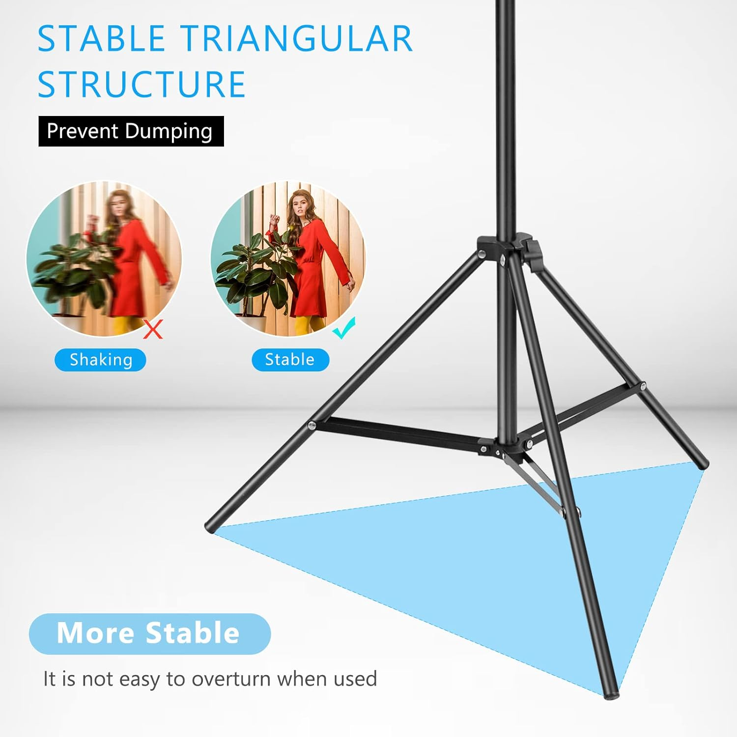 6.8FT/210CM Photography Light Stand Adjustable Heavy Duty Metal Tripod Stand Support System with 1/4" Screw for Studio Kits, Lights, Softboxes, Umbrellas, Ring Light, Reflectors, Backdrops image number 5