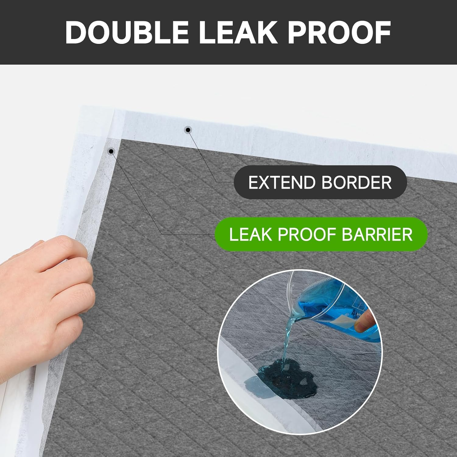 Charcoal Puppy Pads 28X34 Inches Extra Large Dog Pee Pads Odor-Control & Leak-Proof Disposable Pet Training Black New Edge-Wrapping Thicken Potty Pad for Dogs, Cats, Rabbits image number 5