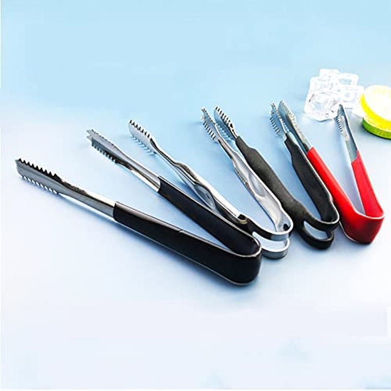 Ice Tongs Kitchen Tongs with Silicone Tips 7.87Inch Stainless Steel BBQ Cooking Grilling Locking Food Tongs Black image number 2