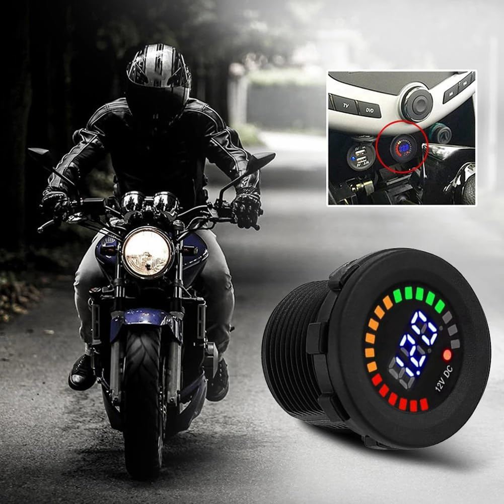 Veumoie DC 12V Universal Car Motorcycle Boat LED Digital Voltmeter Panel Volt Meter Monitor Gauge Display Car Accessories image number 3