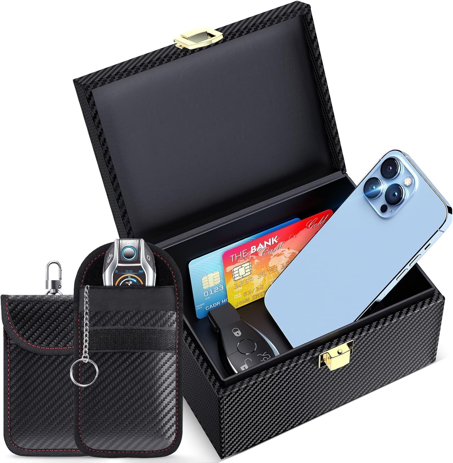 Lanpard Faraday Box with Faraday Pouch 2 Pack, Keyless Entry Car Key Safe Protector RFID Anti-Theft Signal Blocking Cages image number 3