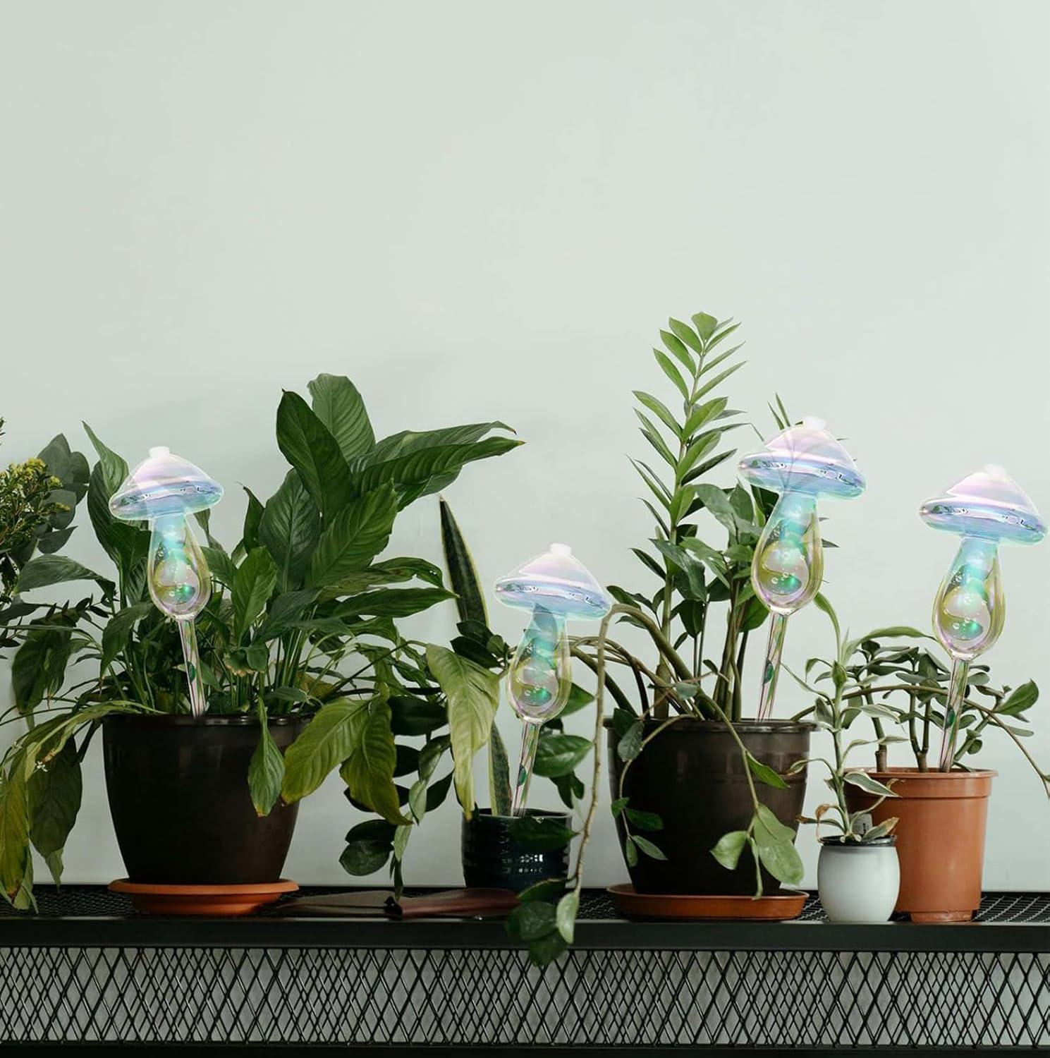 Plant Watering Globes-4Pcs Self Watering Planter Insert,Self-Watering Garden Devices，Slow Release Self Watering Planter Insert (Mushroom) image number 2