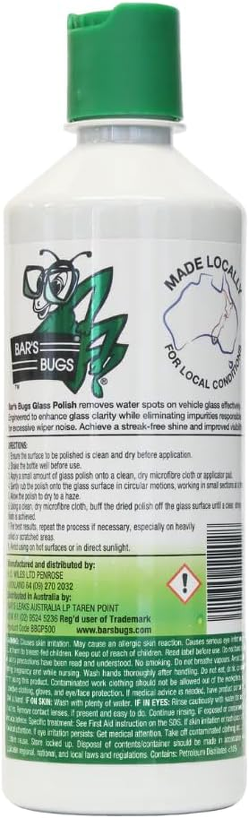 Bar'S Bugs Glass Polish 500Ml &ndash; Removes Water Spots, Tree Sap & Grease | Enhances Clarity & Reduces Wiper Noise | Streak-Free Finish for Interior & Exterior Glass image number 4
