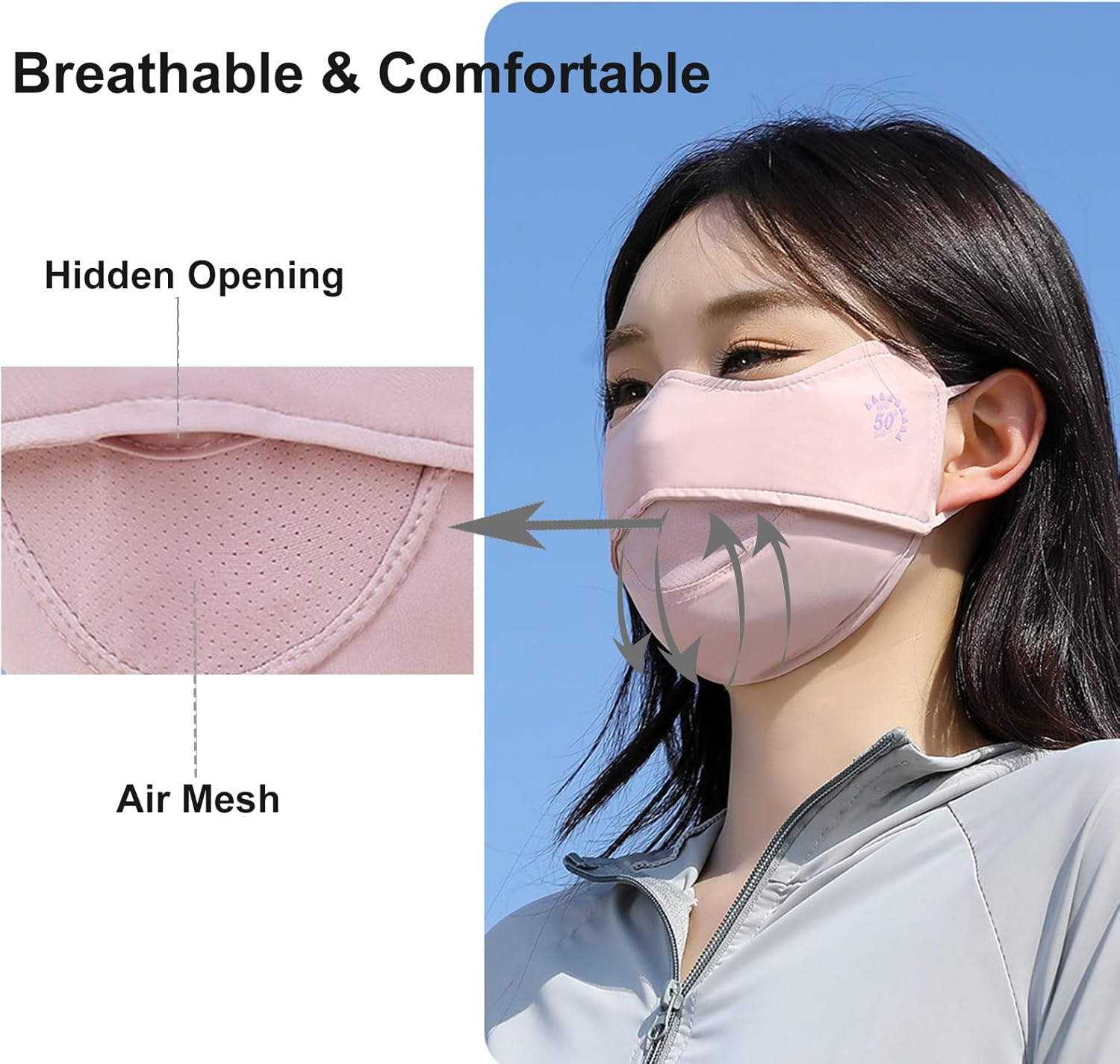 2Pcs UV Face Mask, Sun Masks for Women, Cooling Breathable Face Cover for Outdoors, Washable Reusable image number 2