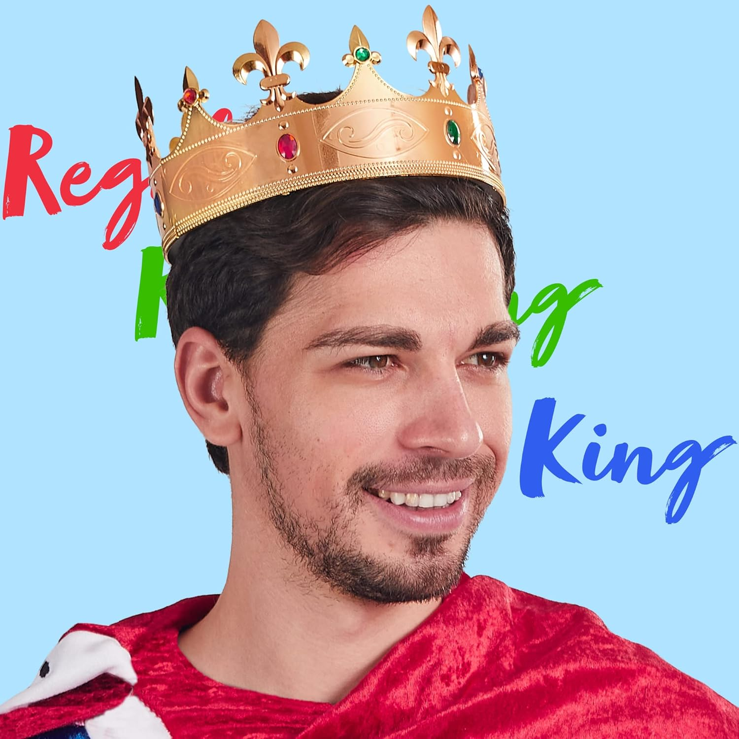 Spooktacular Creations Gold King Crown for Kids Men Women Costume Party Cosplay Props, Halloween Plastic Crown Hat for Dress Up, Pretend Play Party Accessories Decorations image number 5