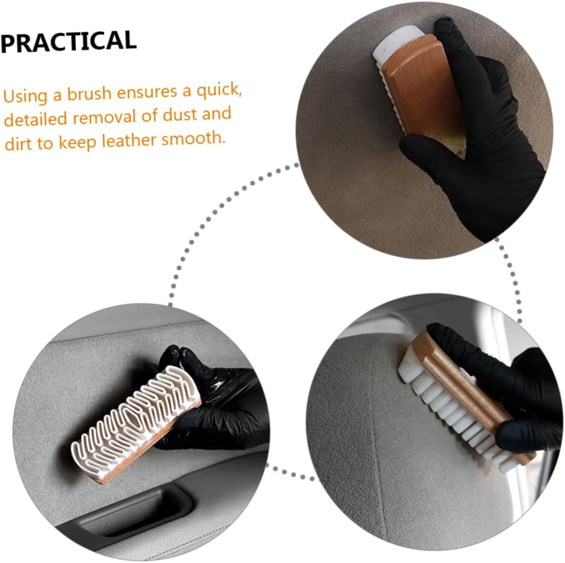 ANDRESLAD Suede Brush Car Seat Cleaning Brush for Interior Care, White Oil Suede Leather Cleaning Tool for Vehicle Upholstery, Suitable for Automotive Detailing