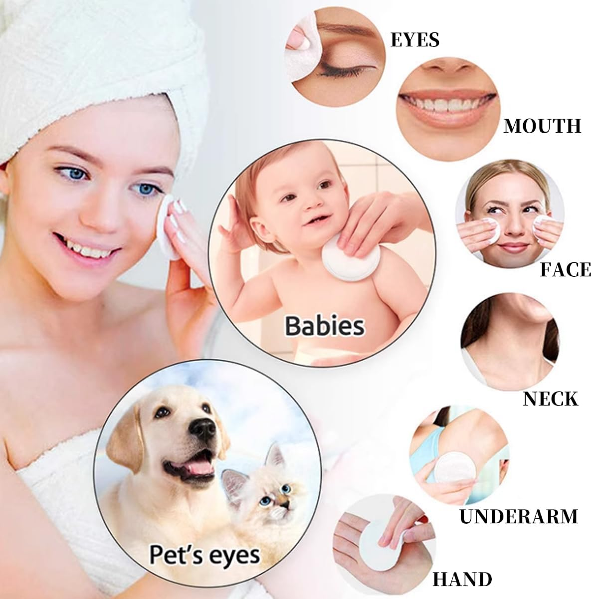 10 Pcs Reusable Makeup Remover Pads, Eco-Friendly Cotton & Bamboo Rounds for Toner, Exfoliants & Makeup Removal with Washable Storage Bag, Gentle on Skin, Suitable for Sensitive Skin Types image number 2