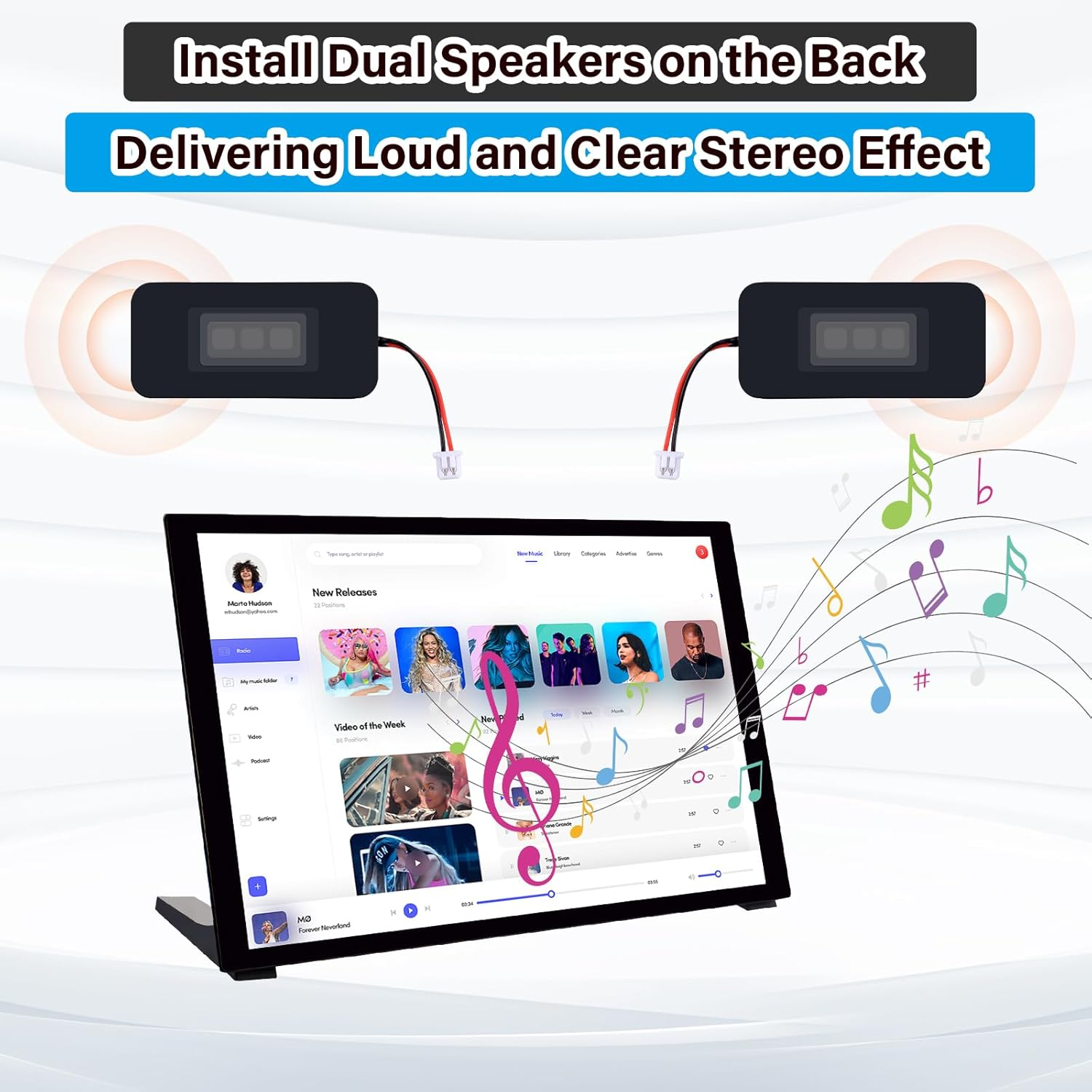 Geeekpi 10.1 Inch Capacitive Touchscreen HDMI Monitor for Raspberry Pi - IPS 1280X800 LCD Display with Dual-Speaker and Mount Hole for Pi 5/4B/3B+/3B/B+ Board image number 6