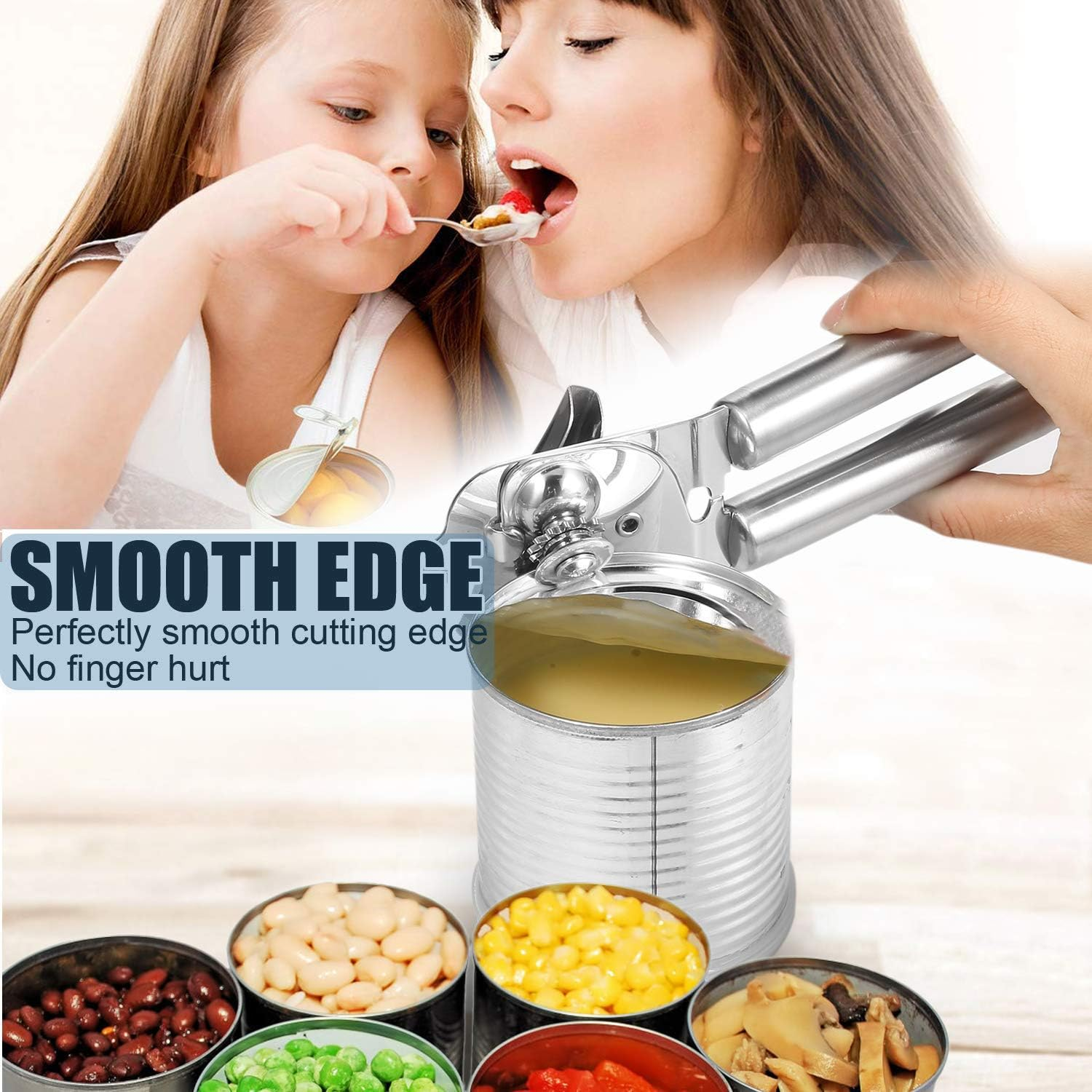 Can Opener, Elifeapply Stainless Steel Can Opener Manual, Heavy Duty, Smooth Edge, Silver image number 2
